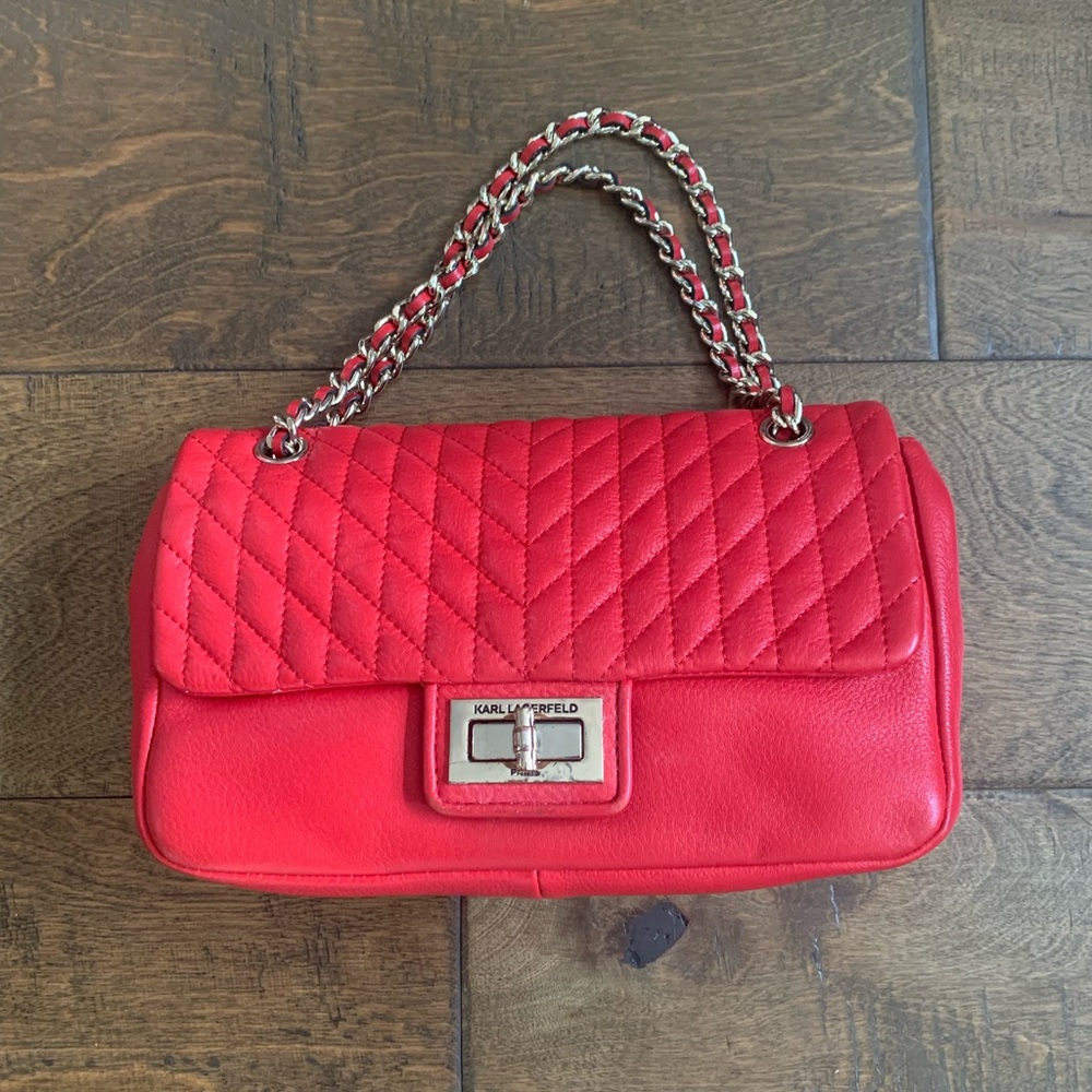 Karl Lagerfeld Red Quilted Chain Bag